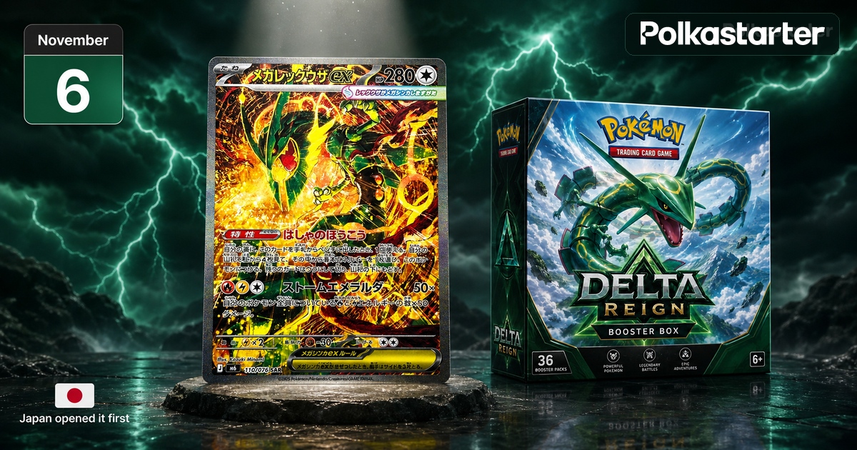 Delta Reign brings Mega Rayquaza ex to the English Pokemon TCG on November 6, 2026