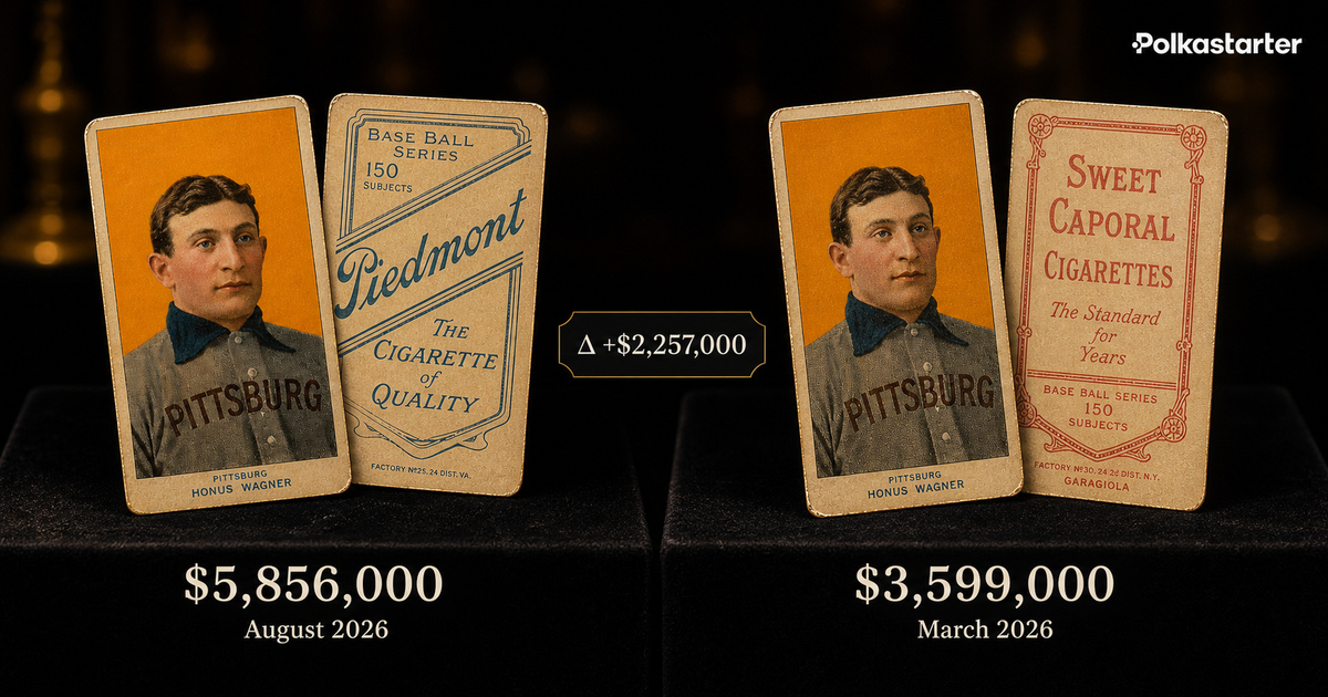 Why the Piedmont Back Was Worth an Extra $2.26M, Comparison of the Piedmont-back T206 Wagner at $5.856 million and the Sweet Caporal Garagiola Wagner at $3.599 million
