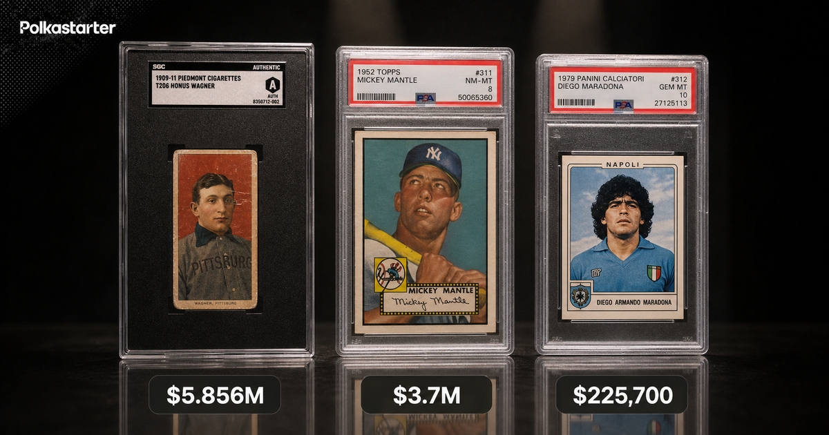 The Same Auction Set More Than 200 Records, T206 Wagner, 1952 Topps Mantle and 1979 Panini Maradona slabs from the $62.9 million Heritage auction