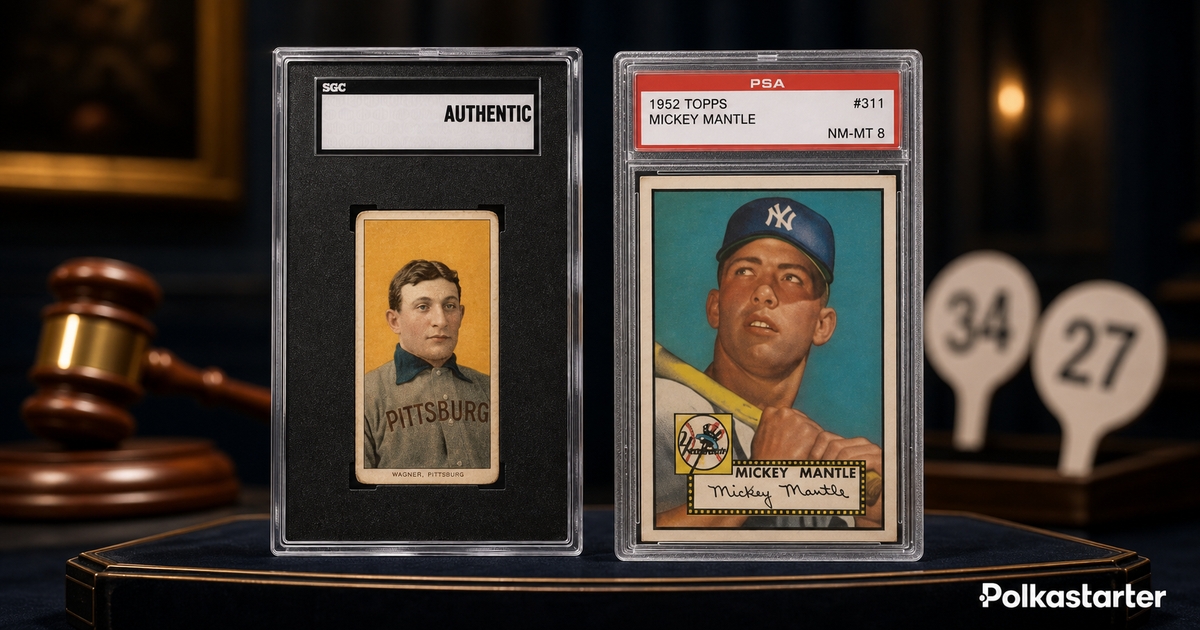 The T206 Honus Wagner and 1952 Topps Mickey Mantle cards that led Heritage's record $62.9 million Summer Platinum Night auction in August 2026