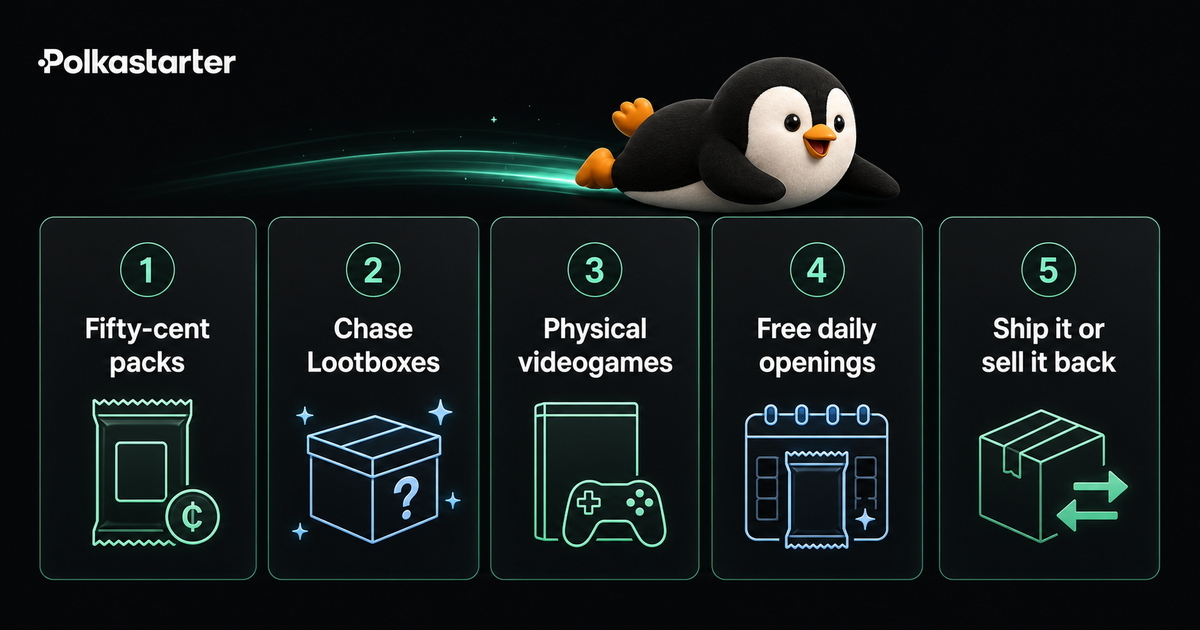 Five Things Your PENGU Buys, Five things PENGU buys on Polkastarter, from fifty-cent packs to chase Lootboxes