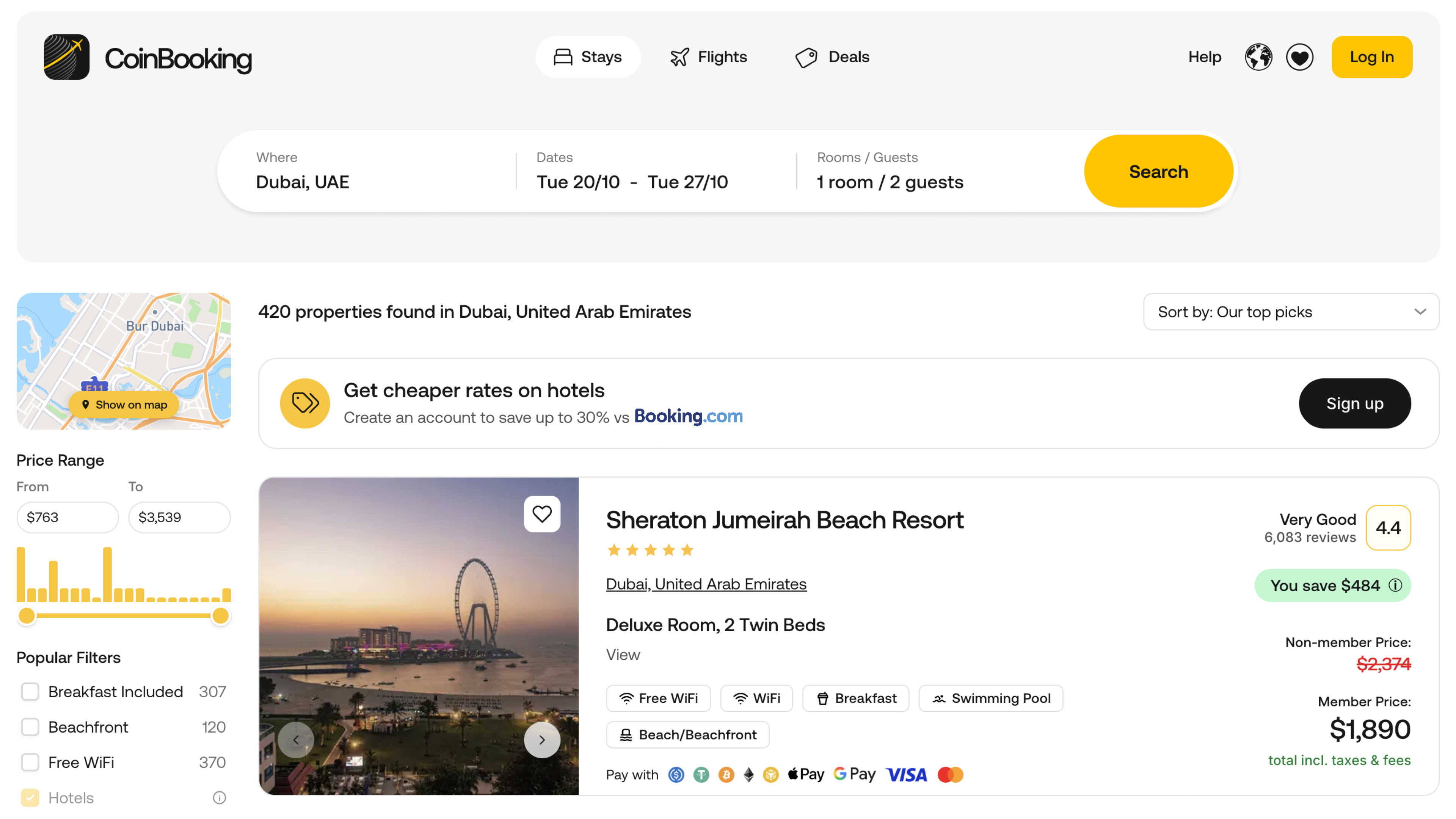 CoinBooking search results