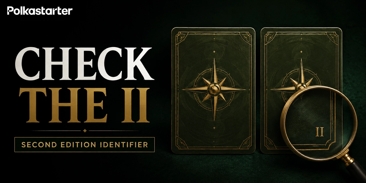Editorial illustration of two blank collectible cards with a Roman numeral II highlighted on the second