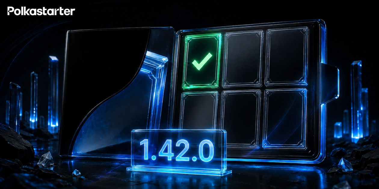 Editorial illustration of a digital card collection album with one completion indicator turning green
