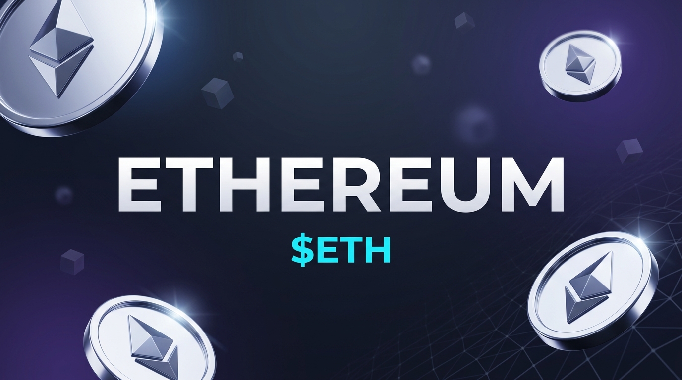 Ethereum ($ETH) token cover card for a guide to spending Ethereum in 2026, showing glossy 3D Ethereum coins over a gradient background