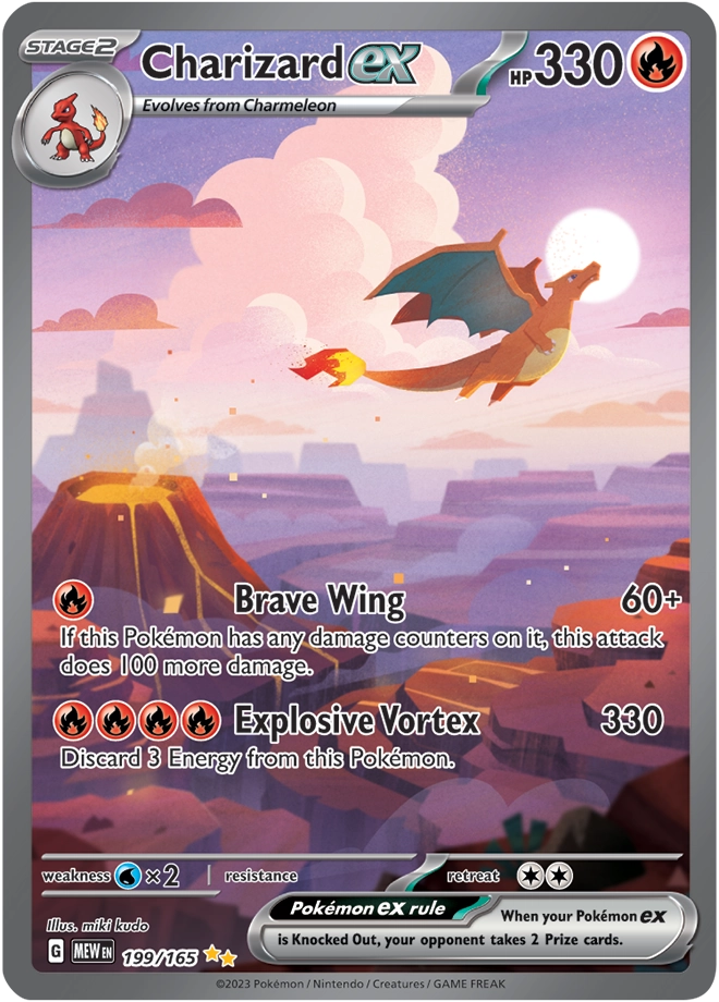 Official English Charizard ex card image from Scarlet and Violet 151, collector number 199 of 165