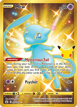 Gold Mew card 025/025 from Celebrations