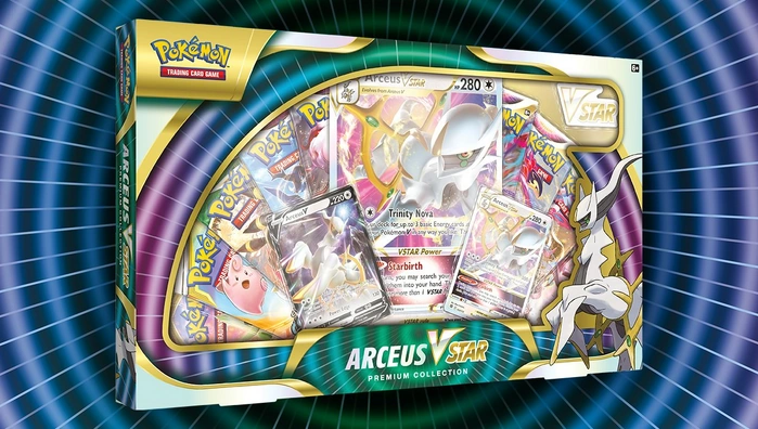 Official Arceus VSTAR Premium Collection product image with included cards and packs