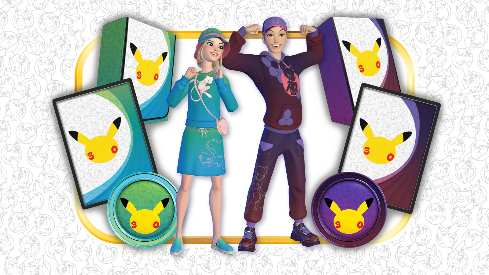 Official TCG Live anniversary reward artwork showing avatars and digital deck accessories