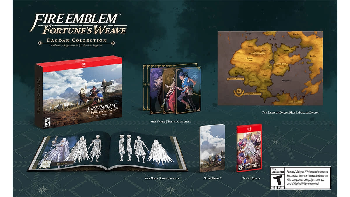 Official Dagdan Collection contents image with game, steelbook, art cards, map and artbook