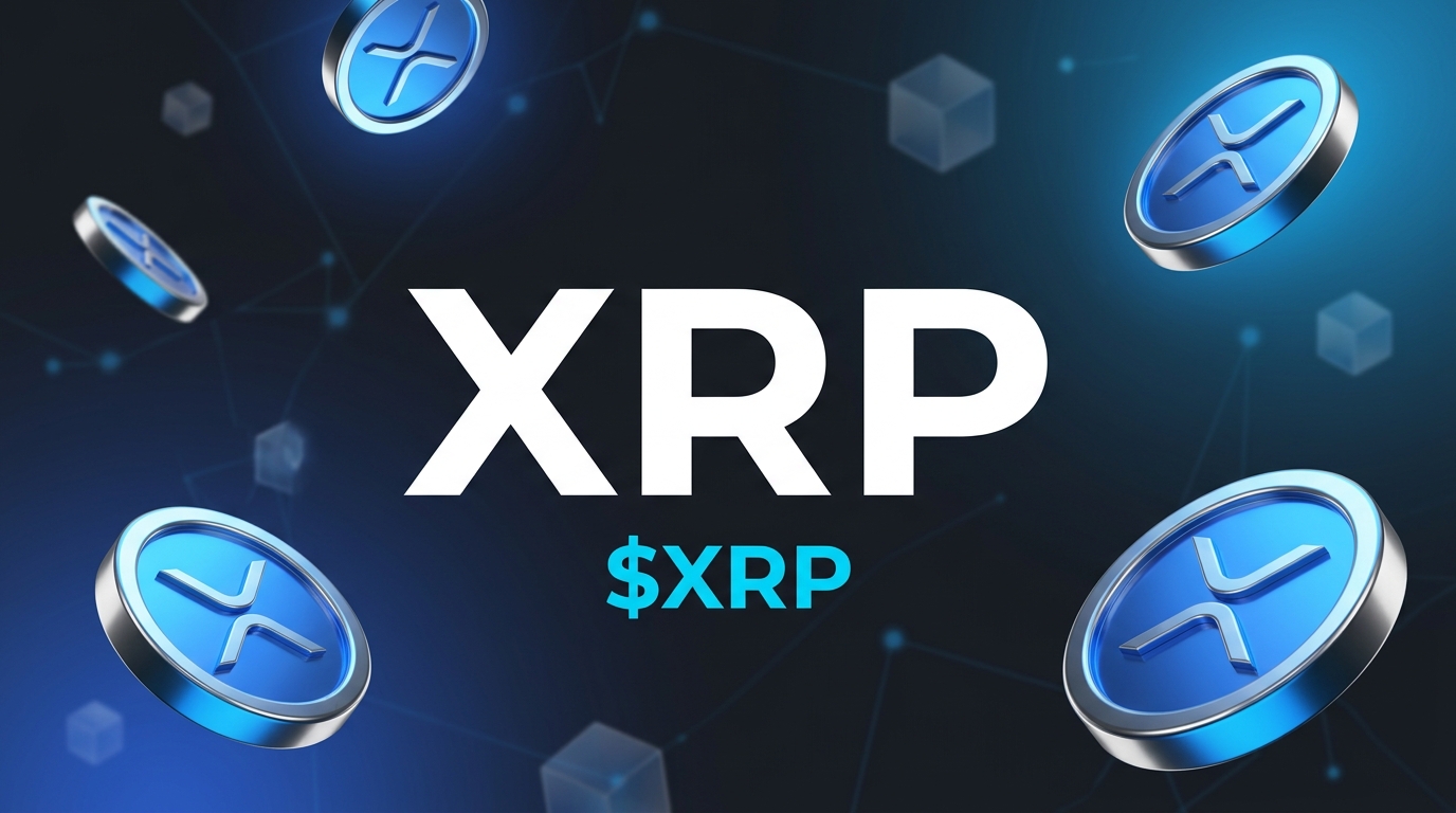 XRP ($XRP) token cover card for a guide to spending XRP in 2026, showing glossy 3D XRP coins over a gradient background