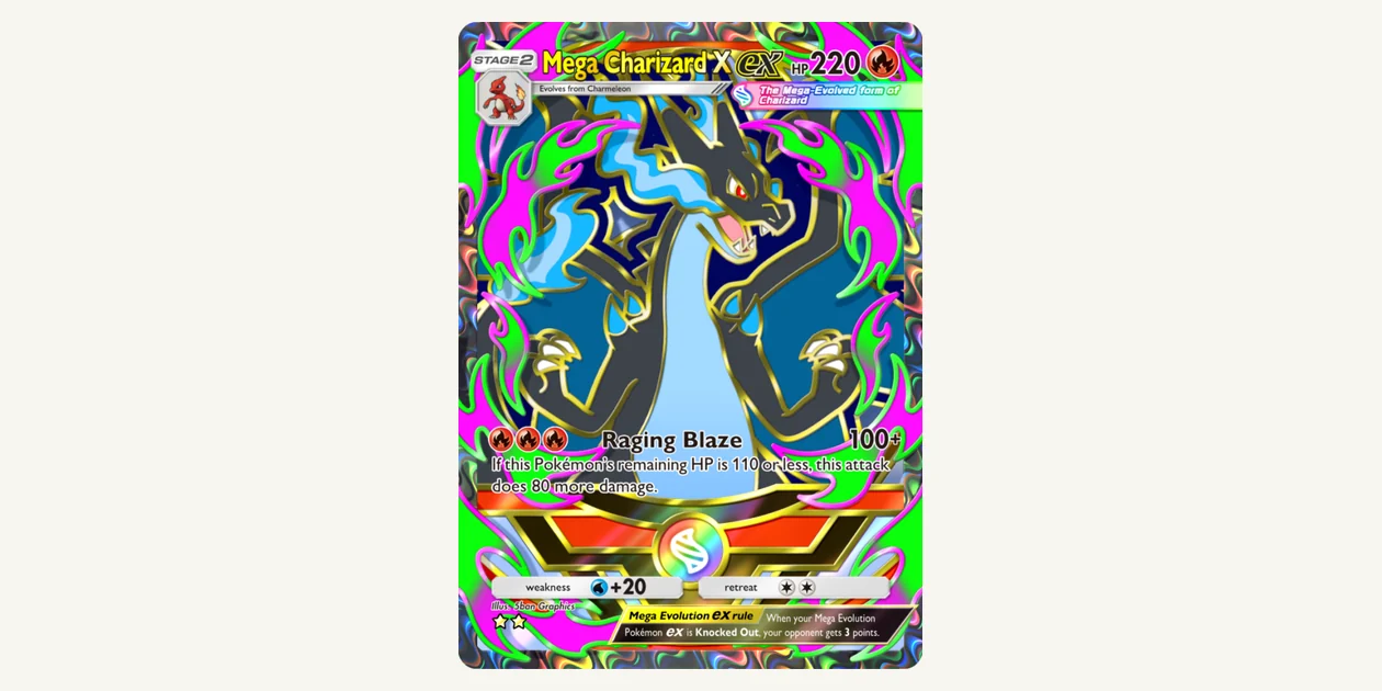 Official Mega Charizard X ex digital card preview from Deluxe Pack Mega