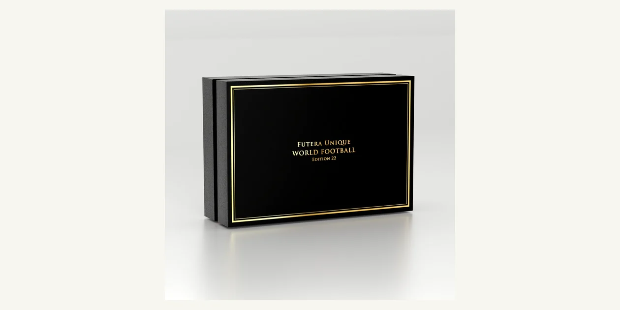 Official Futera World Football Unique Edition 22 display-box product rendering