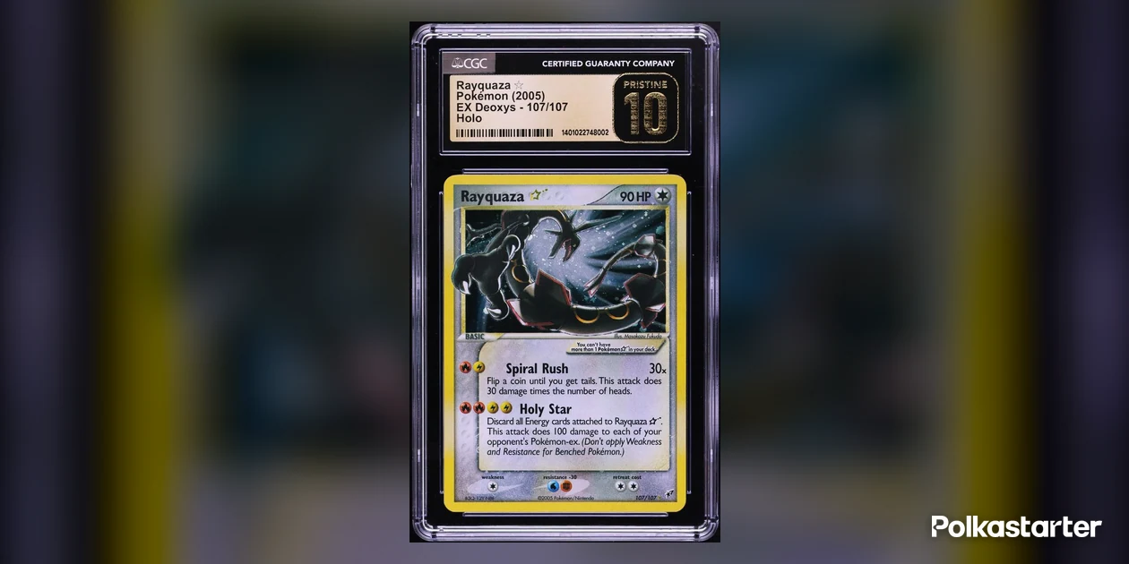 2005 Pokémon EX Deoxys Gold Star Rayquaza 107/107 in a CGC Pristine 10 holder