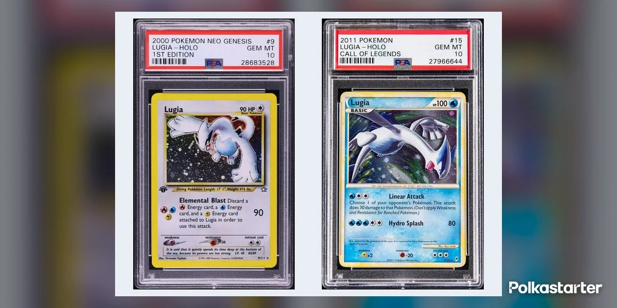 2000 Neo Genesis 1st Edition Lugia #9 and 2011 Call of Legends Lugia #15, both in PSA 10 holders