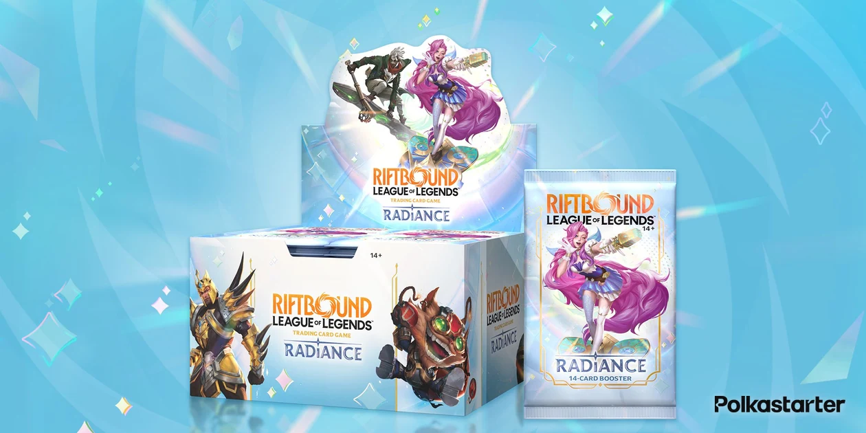 Riftbound Radiance booster display and a 14-card Radiance booster pack