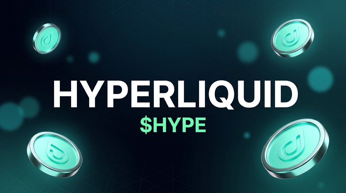 Hyperliquid ($HYPE) token cover card for a guide to spending Hyperliquid in 2026, showing glossy 3D Hyperliquid coins over a gradient background