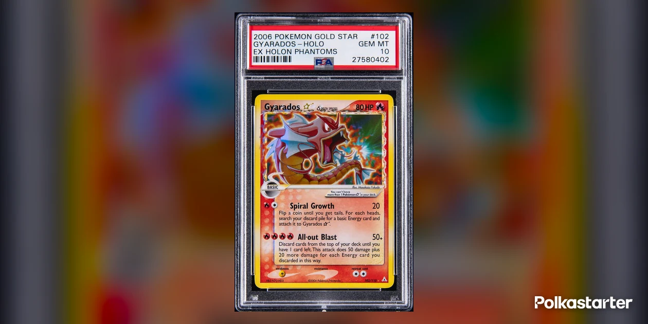 2006 EX Holon Phantoms Gold Star Gyarados number 102 in a PSA Gem Mint 10 holder
