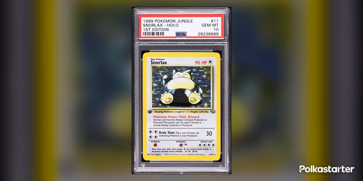 1999 Pokémon Jungle 1st Edition holo Snorlax number 11 in a PSA Gem Mint 10 holder