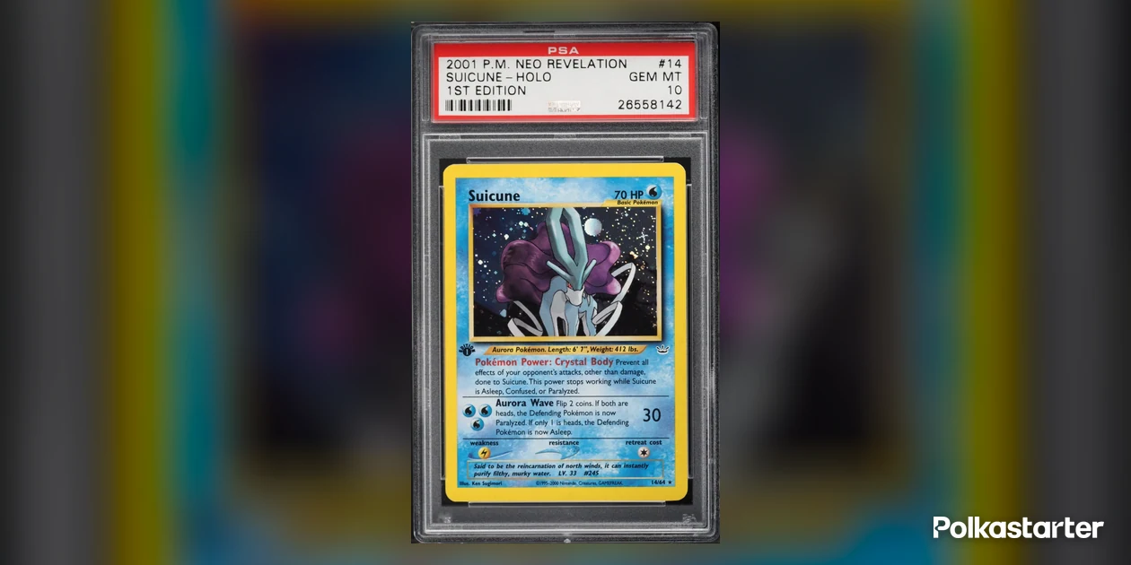 Neo Revelation 1st Edition holo Suicune #14 in a PSA Gem Mint 10 holder
