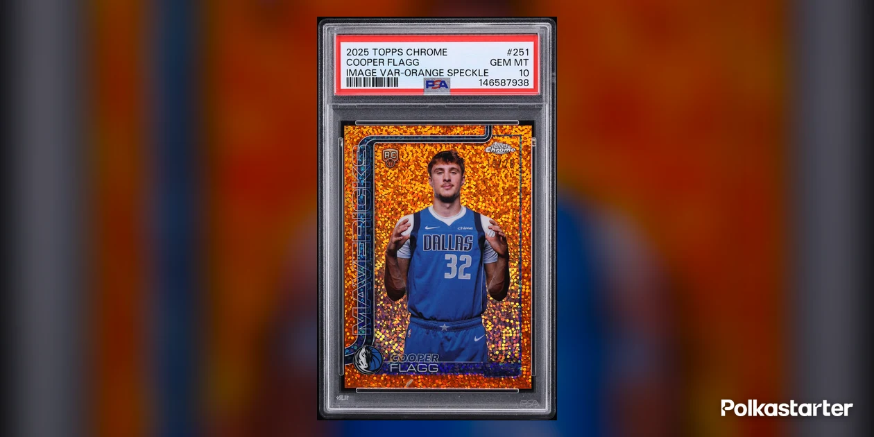 2025 Topps Chrome Image Variation Orange Speckle Cooper Flagg rookie card #251 numbered to 25 in a PSA Gem Mint 10 holder