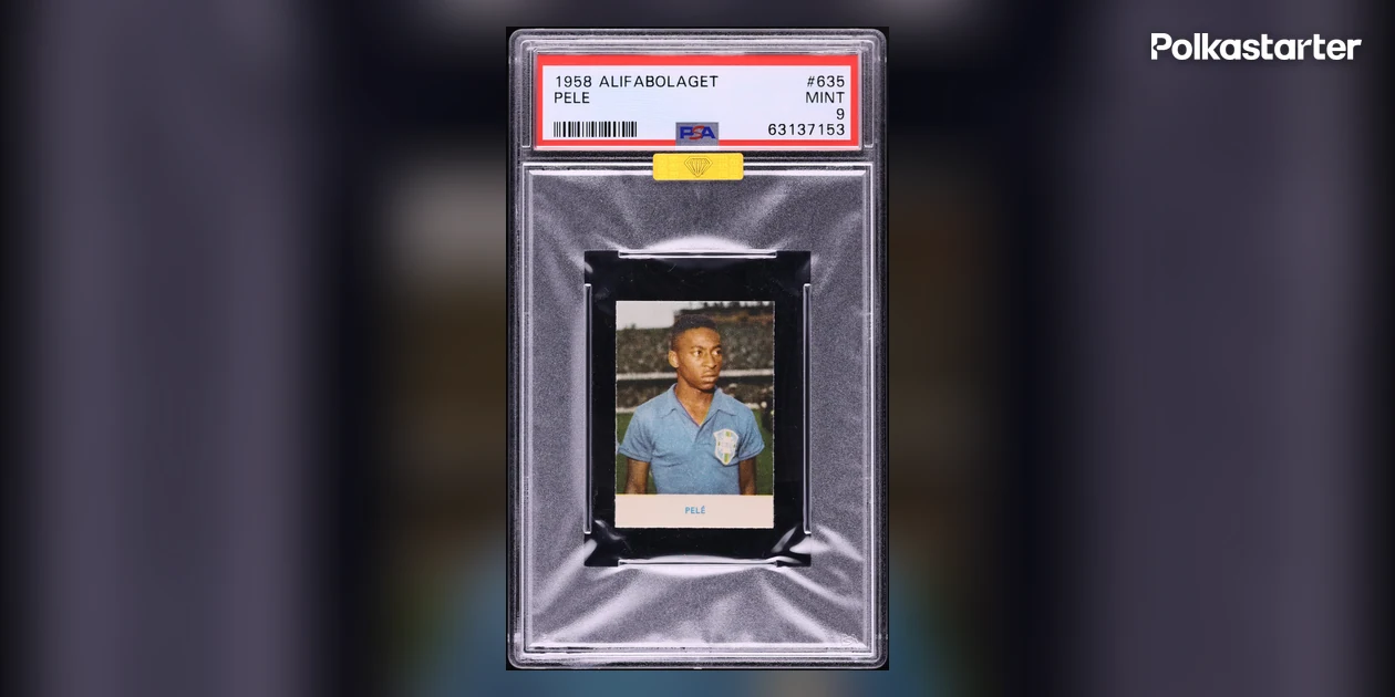 1958 Alifabolaget Pelé rookie card #635 in a PSA Mint 9 holder, cert 63137153