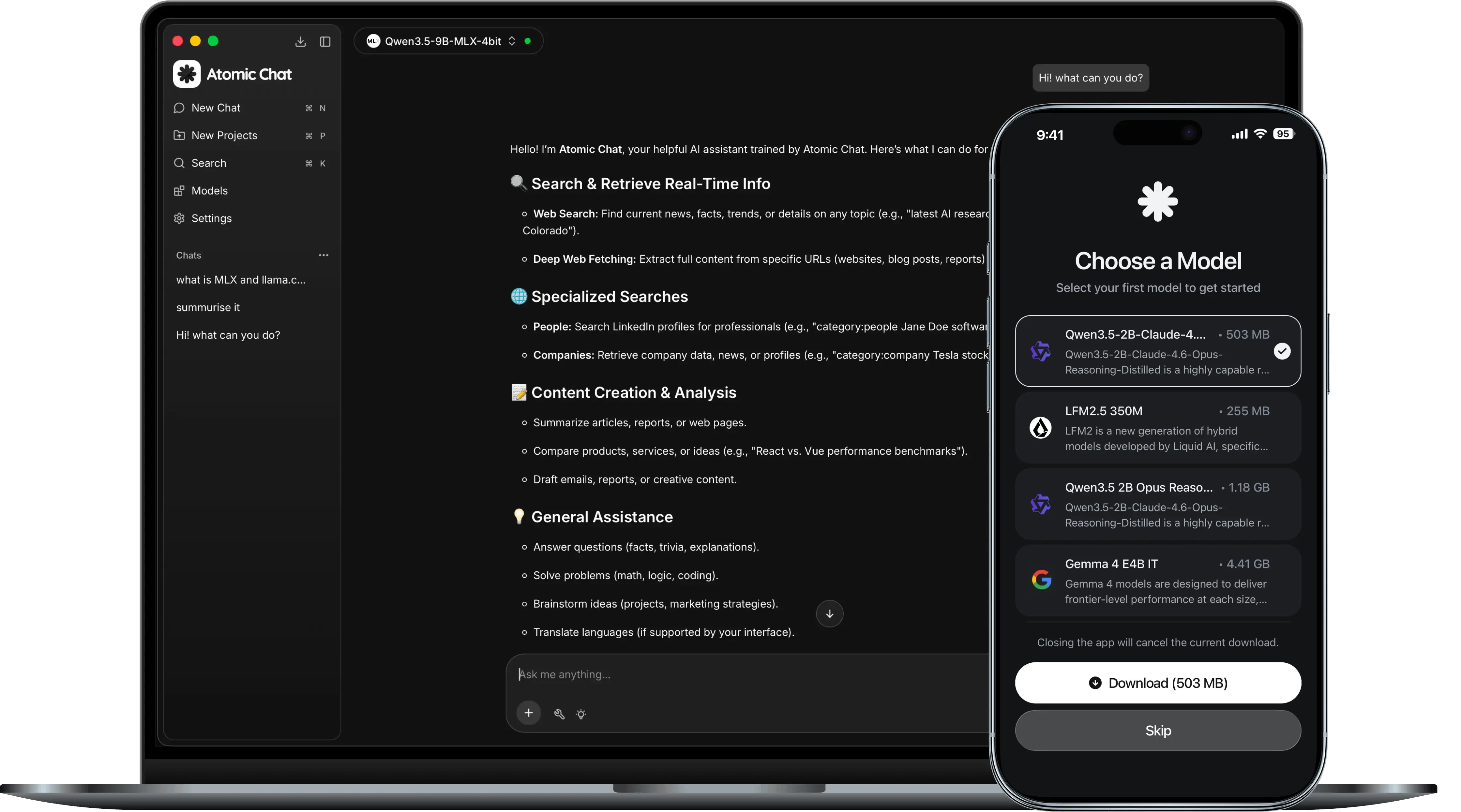 Atomic Chat interface