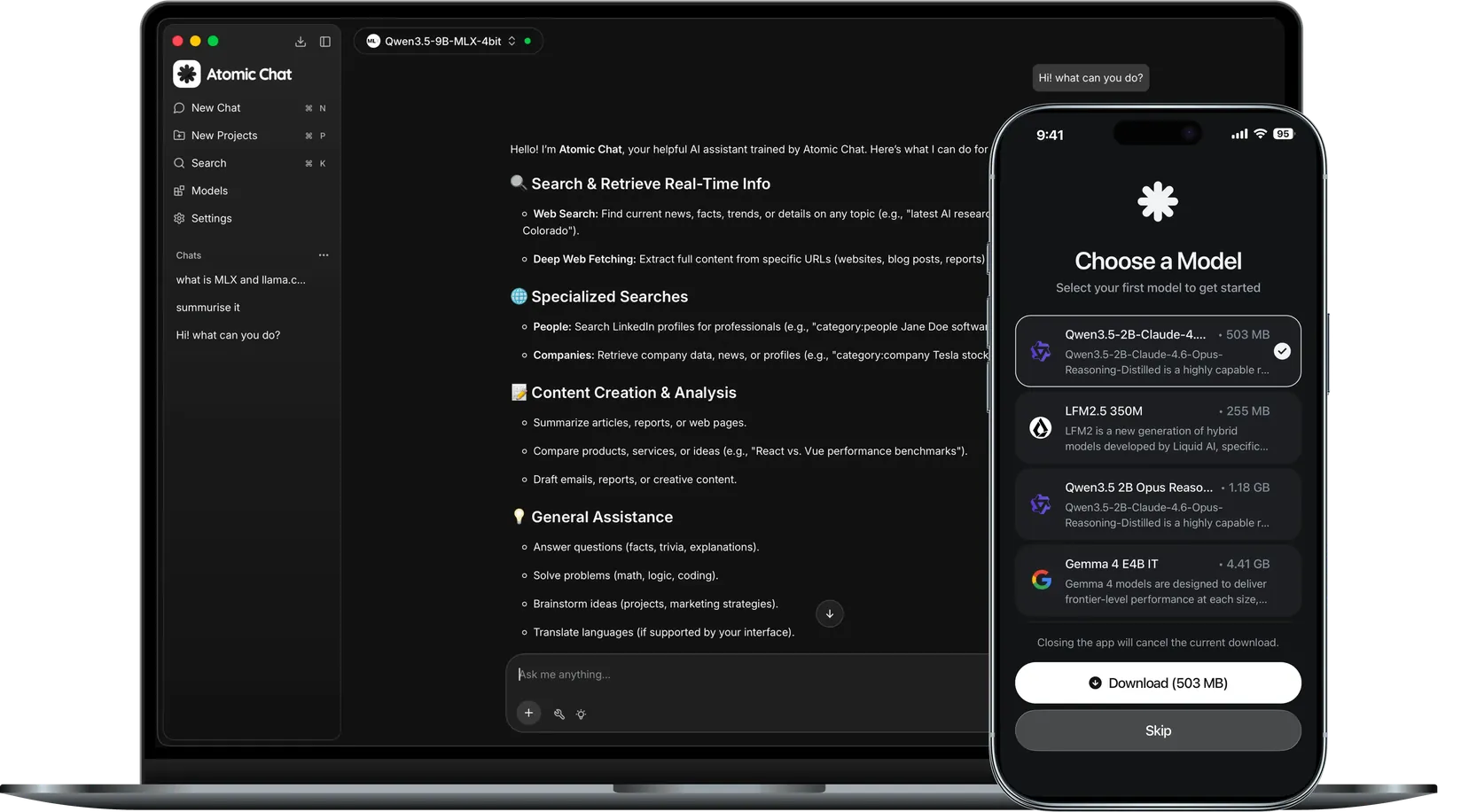 Atomic Chat interface