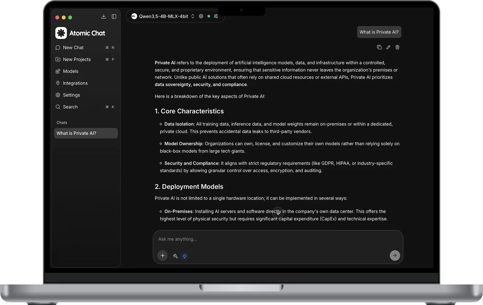 Atomic Chat running local LLMs on device