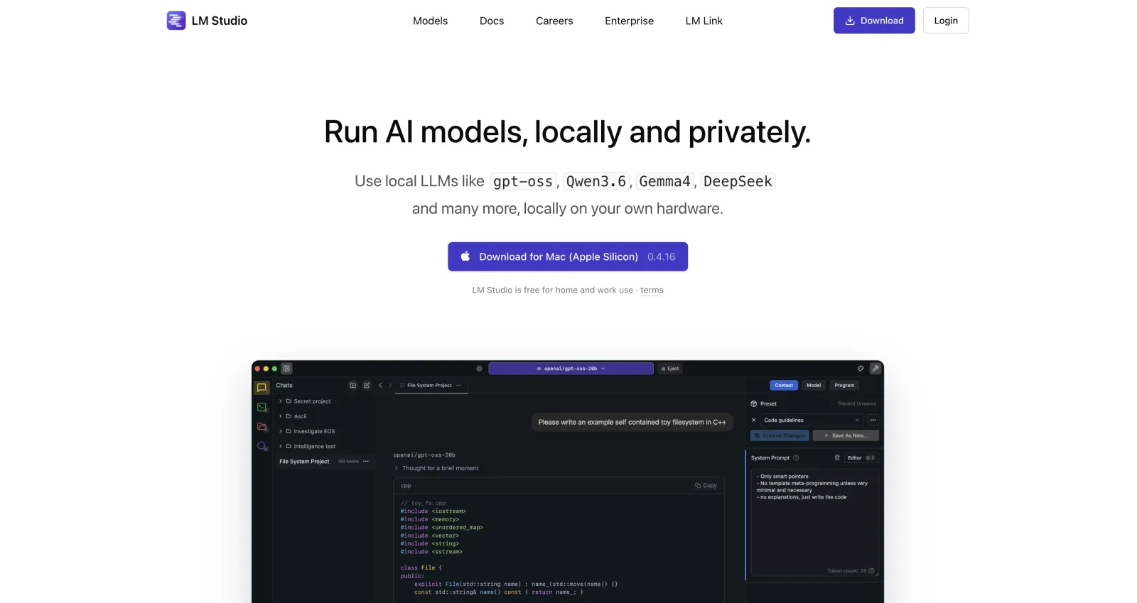 LM Studio model browser interface
