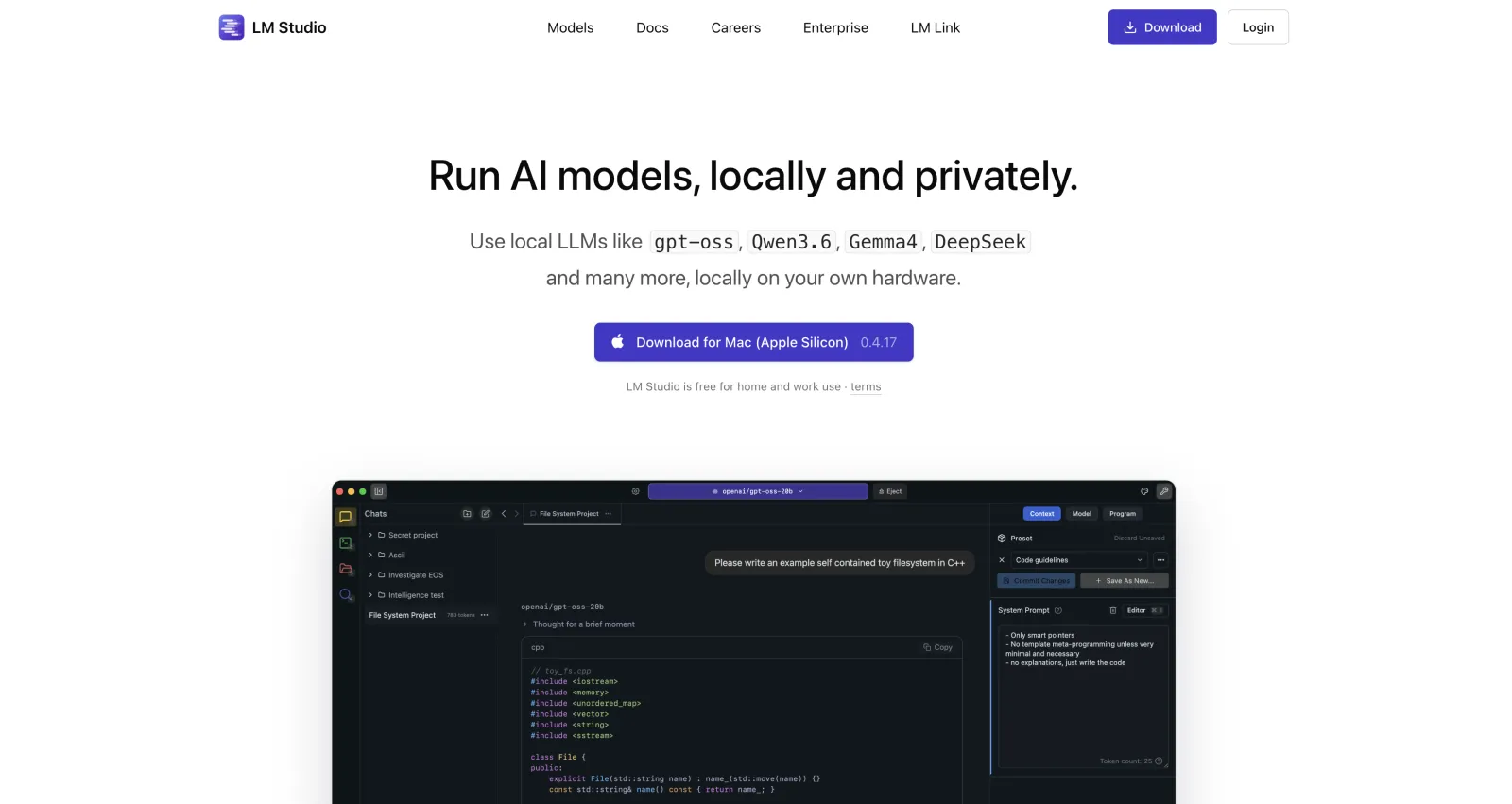 LM Studio desktop app interface