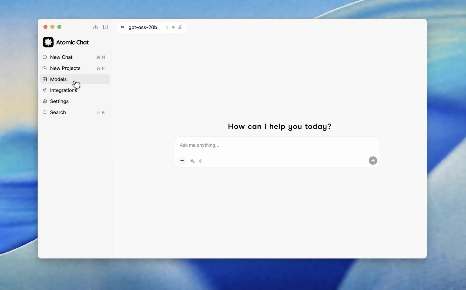 The Models tab in Atomic Chat