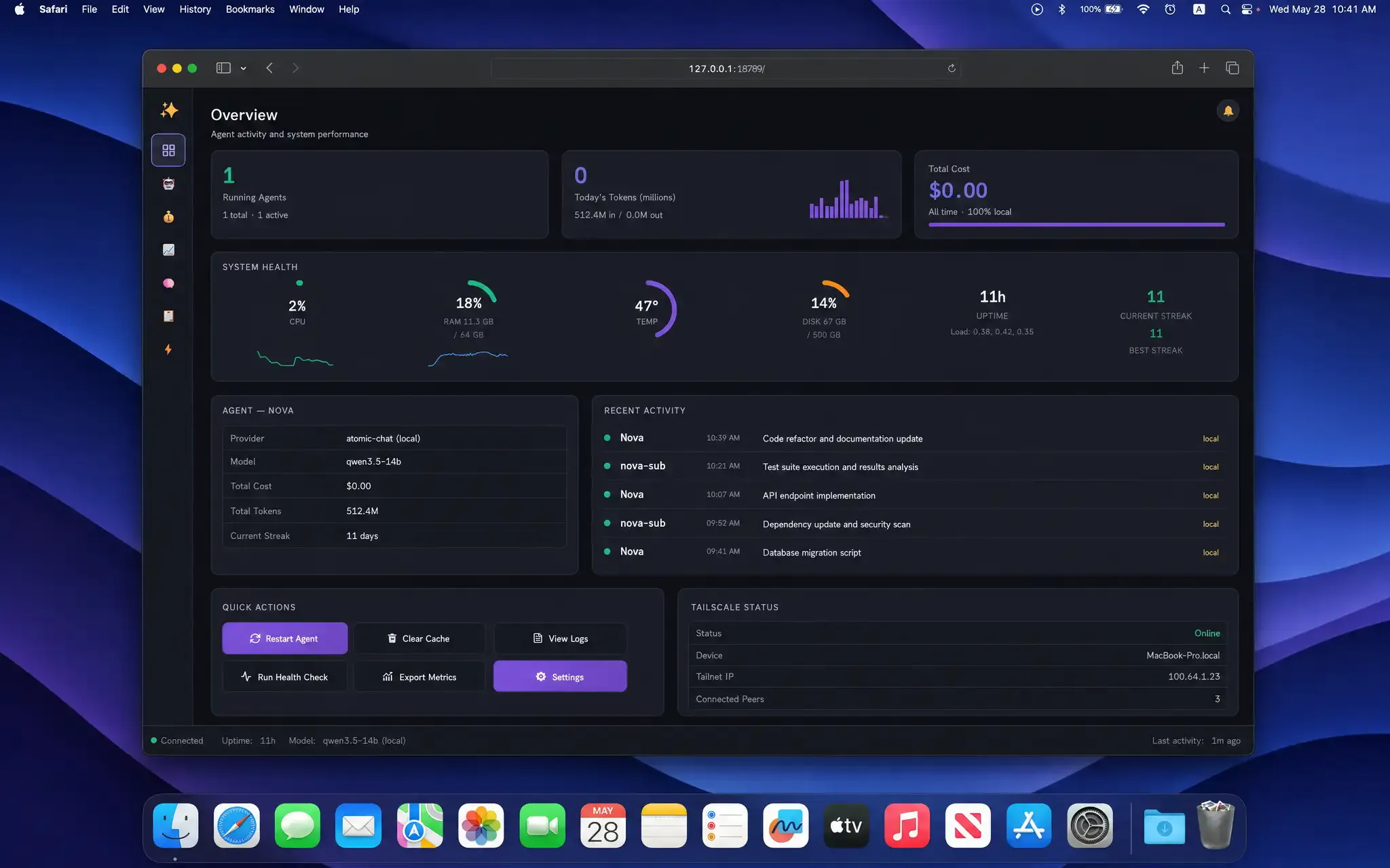 OpenClaw full dashboard