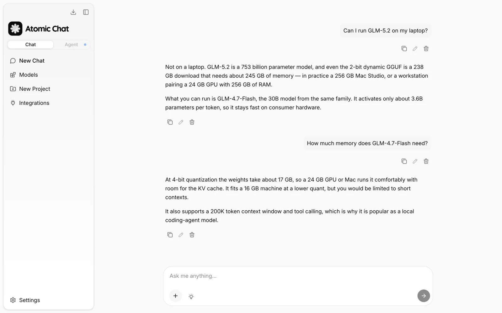 Chatting with GLM-4.7-Flash in Atomic Chat