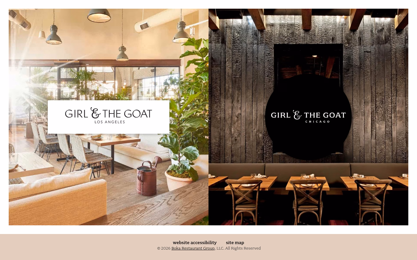 Girl and the Goat restaurant website screenshot