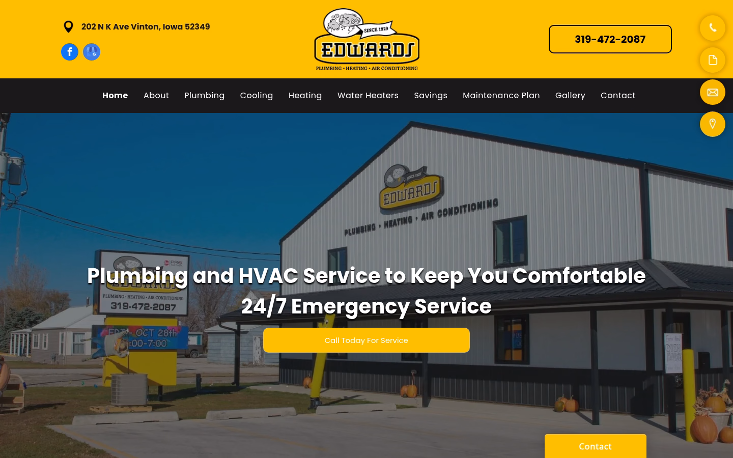 Edwards Plumbing website screenshot