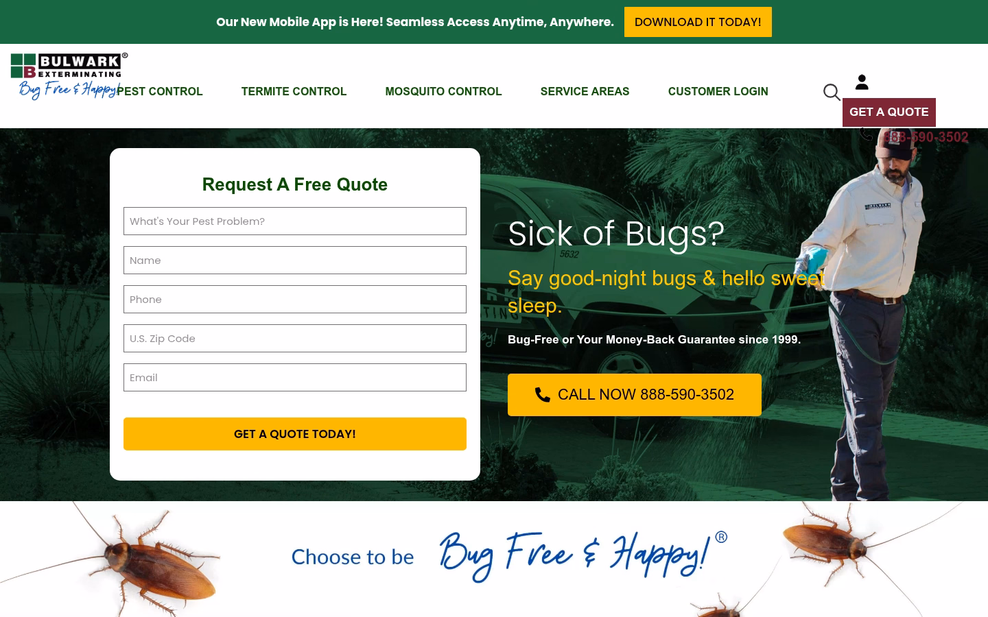 Bulwark Exterminating pest control website screenshot