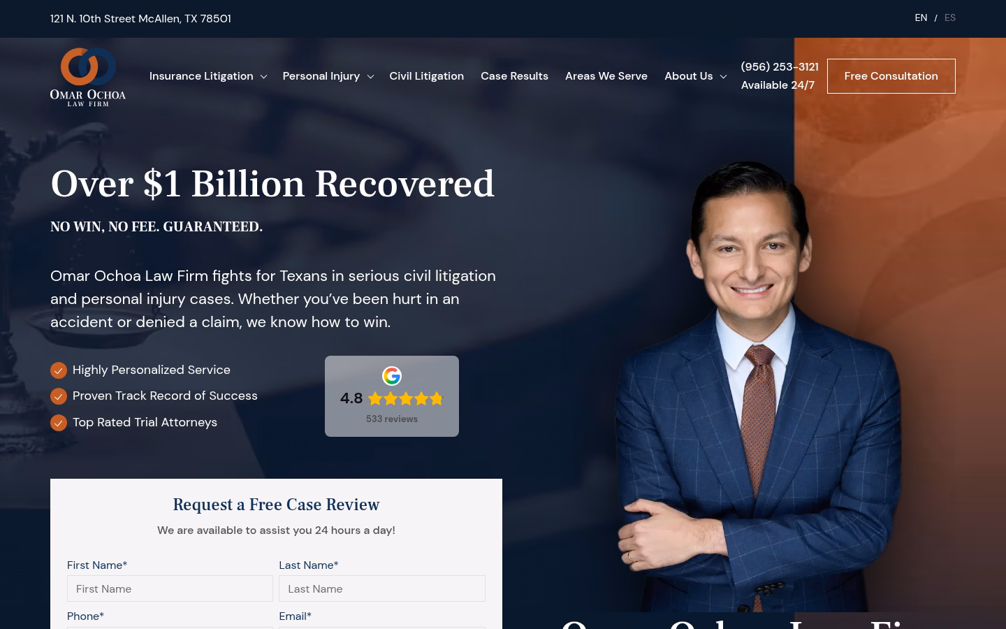 Omar Ochoa Law website screenshot