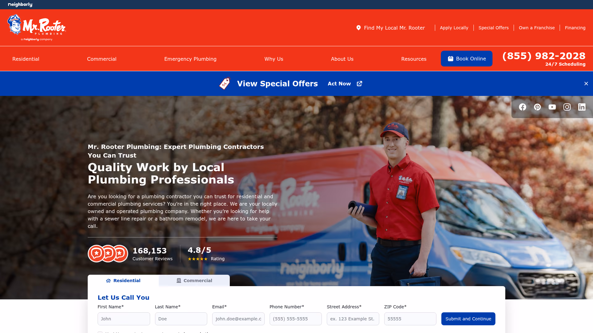 Mr. Rooter Plumbing website screenshot