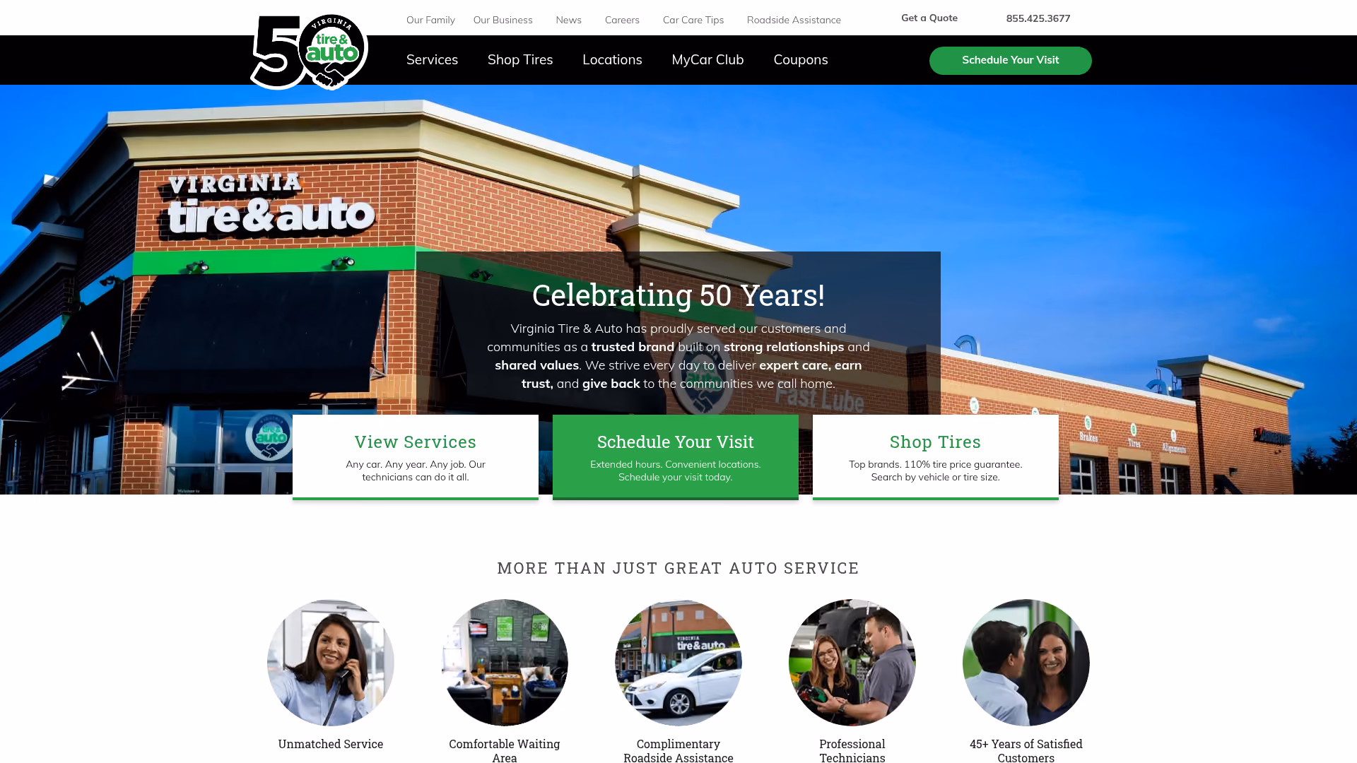 Virginia Tire and Auto website screenshot
