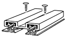 Technical drawing of two parallel extruded aluminum profiles with screws for assembly.