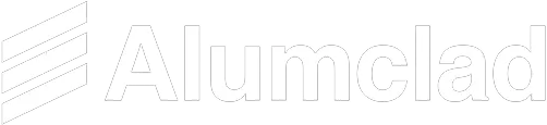 Alumclad company logo with stylized three striped bars to the left.