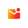 Red and orange envelope icon with a notification badge on a white circular background.