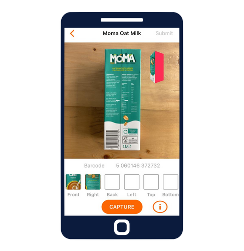 ZIA Capture app showing a product being captured with the assisted guide