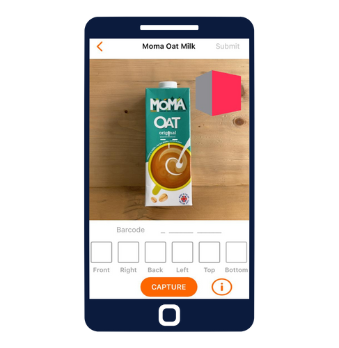 ZIA Capture app showing the capture of a product with the assisted guide