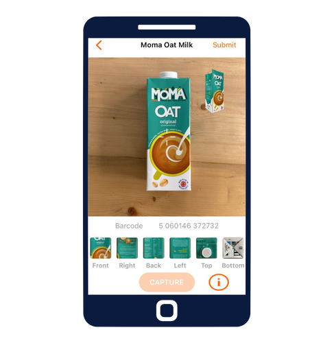 ZIA Capture app showing a product being captured with the assisted guide