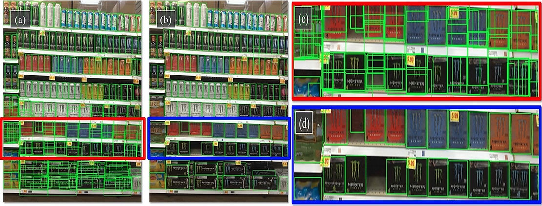 A series of supermarket product and shelf images from a real dataset.