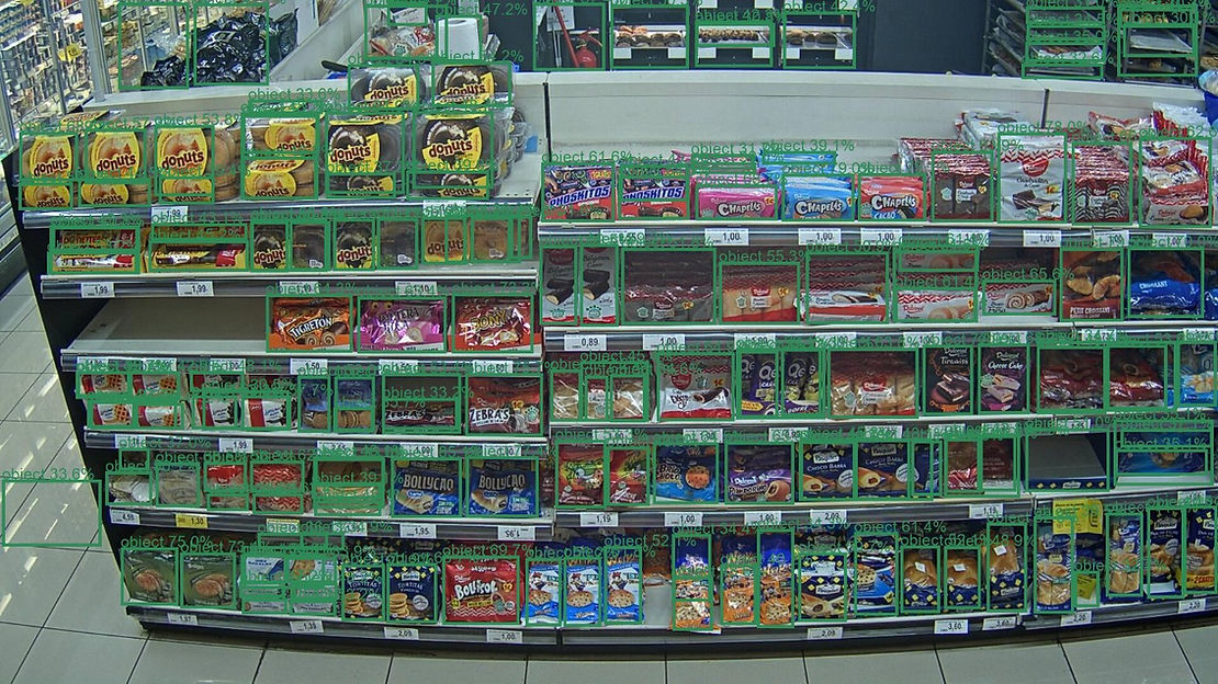 Image recognition identifying products on a grocery shelf