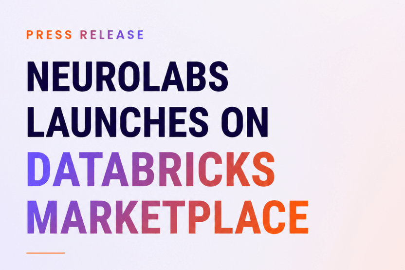 Press release title card announcing Neurolabs launching on Databricks Marketplace