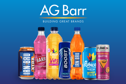 AG Barr brand line-up: Irn-Bru Xtra, Barr Cherryade, Rubicon Sparkling, Boost Energy, Vits and Funkin cocktails